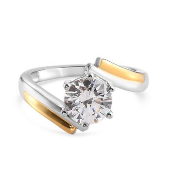 LUSTRO STELLA Hergestellt mit Feinster ZIRKONIA Solit&auml;r-Ring 925 Silber zweifarbige &Uuml;berzug