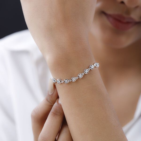 Moissanit 19cm Armband, 925 Silber Gelbgold Vermeil image number 7