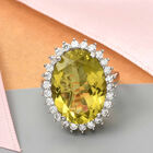 Ouro Verde-Quarz und Zirkon Halo Ring 925 Silber platiniert (Größe 16.00) ca. 12,33 ct image number 1