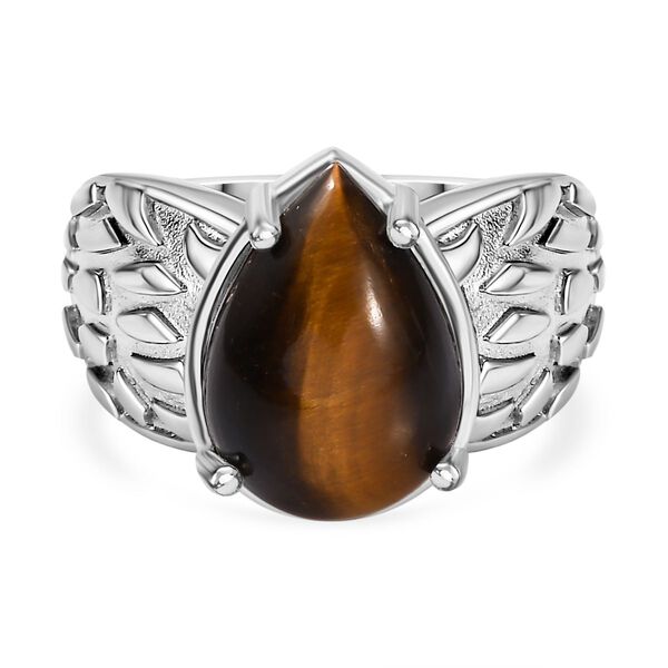 Tigerauge Ring Nickelfreies Messing (Gr&ouml;&szlig;e 17.00) ca. 5,39 ct