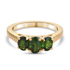 Nat&uuml;rlicher Chromdiopsid 3 Stein Ring 925 Silber vergoldet (Gr&ouml;&szlig;e 16.00) ca. 1,28 ct