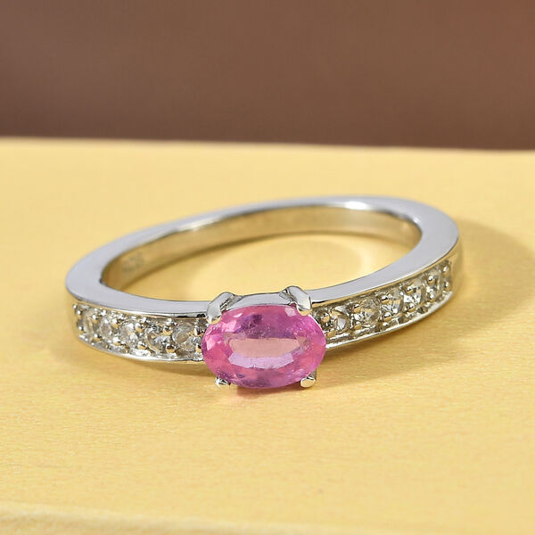Premium Ilakaka Rosa Saphir und Zirkon-Ring, 925 Silber platiniert, 0,88 ct. image number 2