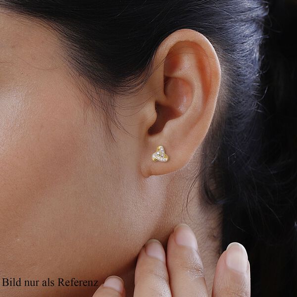 Wei&szlig;e Diamant-Ohrringe, 925 Silber vergoldet - 0,25 ct. image number 3