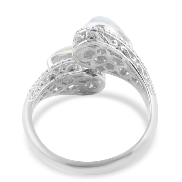 Royal Bali Kollektion - Nat&uuml;rlicher &Auml;thiopischer Opal Bypass Ring 925 Silber image number 5