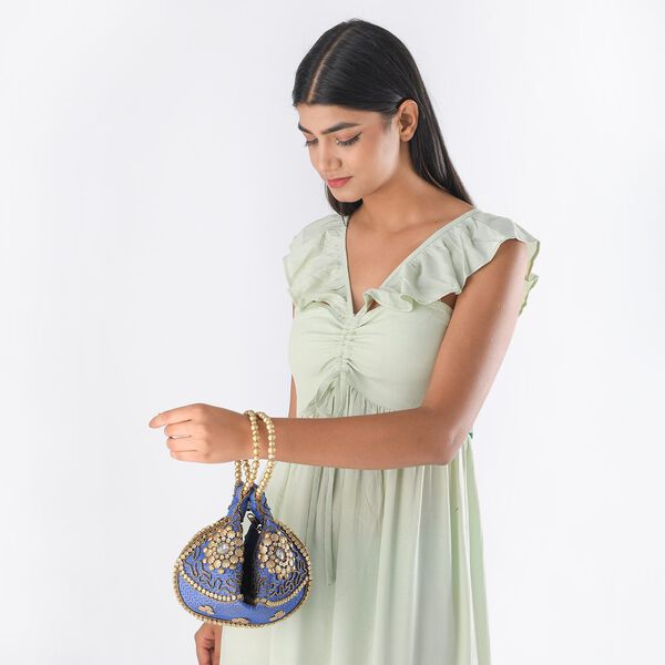 Gl&uuml;ckskekstasche aus Samtbrokat mit Perlen, lila image number 2