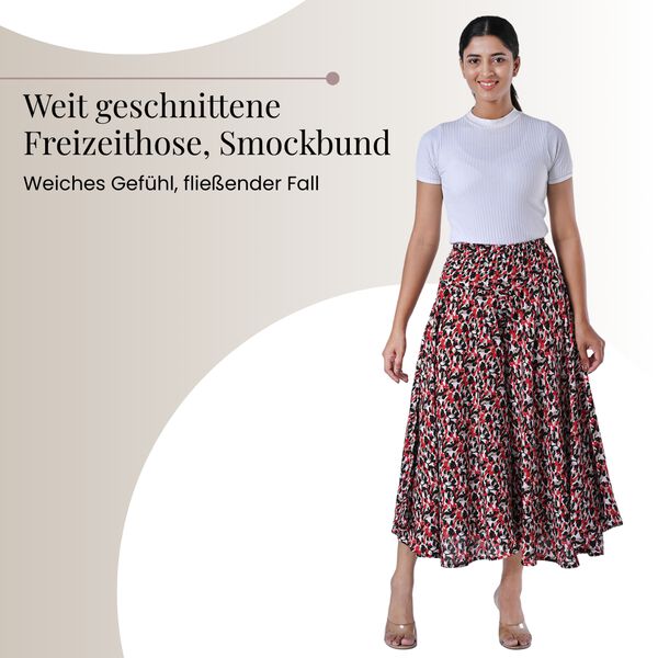 Weit geschnittene Freizeithose, Smockbund, 85x39cm, Wei&szlig; und rot image number 2