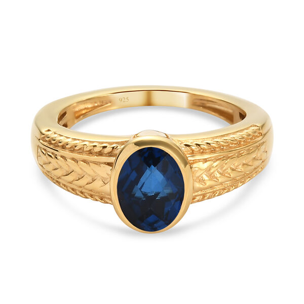 Ceylonfarbener Quarz-Ring, 925 Silber vergoldet - 1,41 ct.