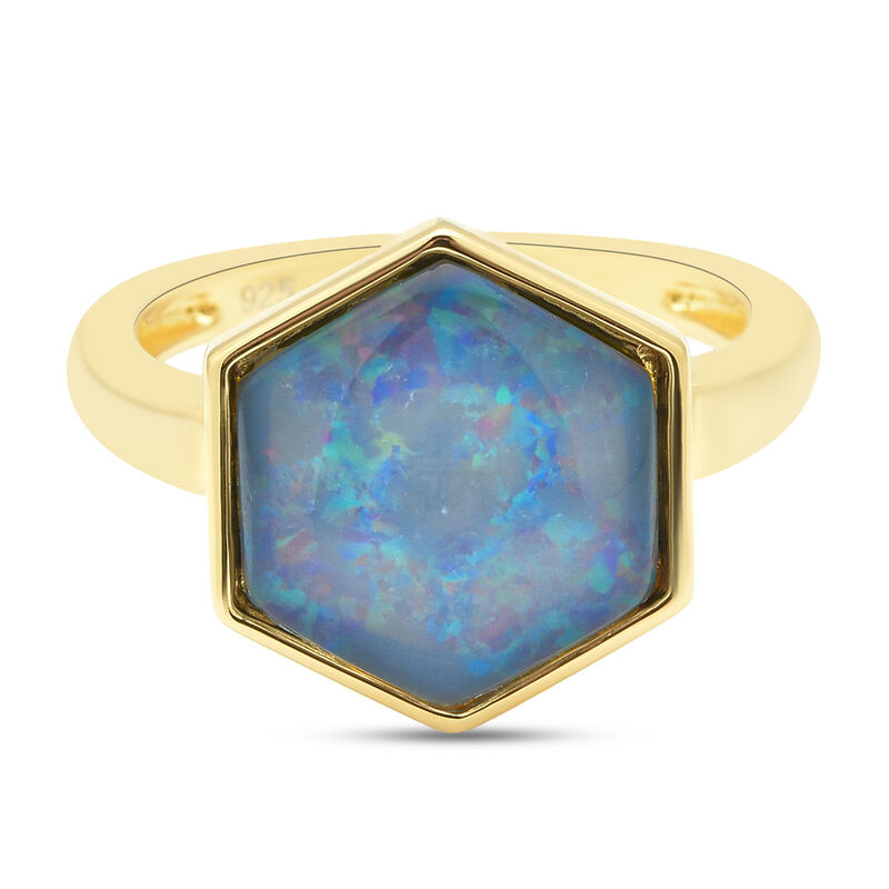 Boulder Opal Triplett Ring 925 Silber vergoldet  ca. 3,75 ct image number 0