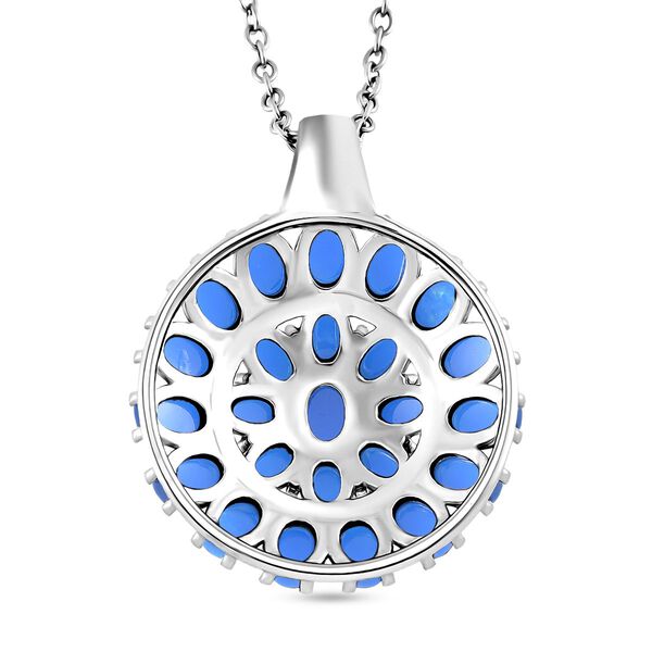 Simuliertes Hellblaues Opal Anh&auml;nger mit Kette ca. 50 cm + 5 cm Extender, 316L Edelstahl image number 4