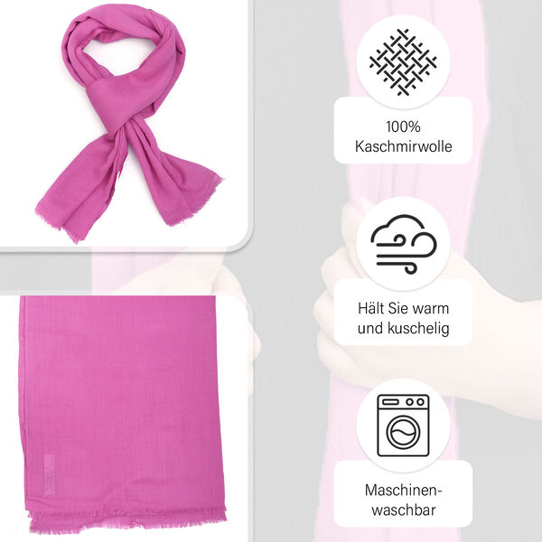 La Marey - Luxuriöser und weicher Schal aus 100 % Kaschmirwolle, 70 x 195 cm, Rosa image number 3