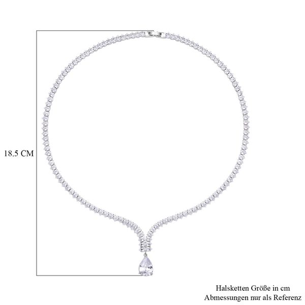 Wei&szlig;es Zirkonia-Mosaik Collier, ca. 50 cm, Messing image number 4