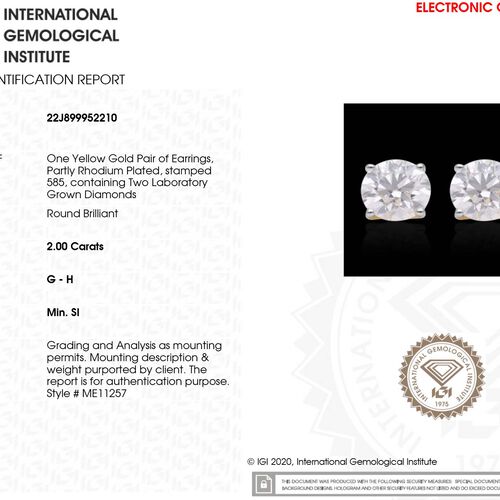 IGI zertifizierte  SI G-H Diamant-Ohrringe - 2 ct. image number 8