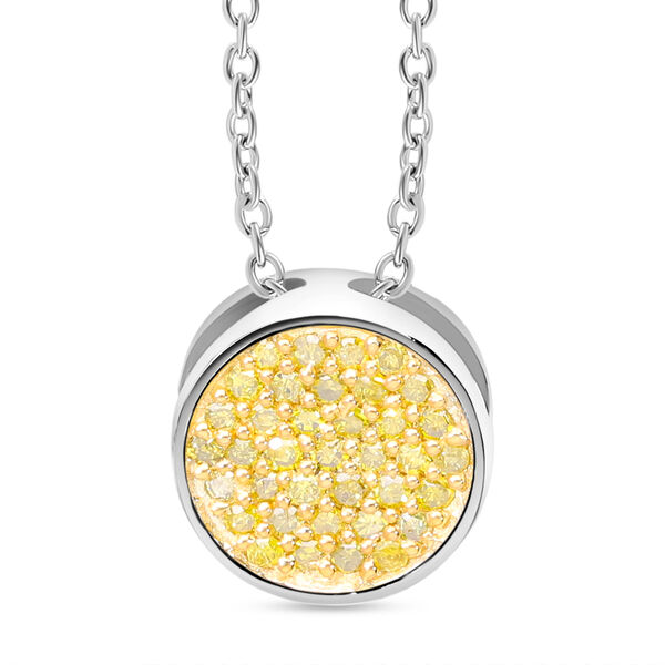 2er Set- Gelber Diamant-Anh&auml;nger mit 50cm Kette und Ohrringe - 0,48 ct. image number 9