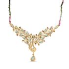 D joy AA Natürlicher, äthiopischer Welo Opal Halskette ca. 45 cm 925 Silber 750 Gelbgold Vermeil ca. 22,27 ct.