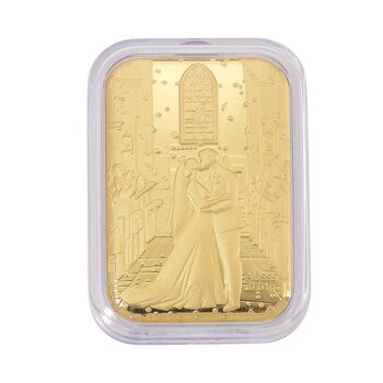 999er Feingold Pl&auml;ttchen Brautpaarmotiv