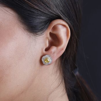 Zertifiziert und gepr&uuml;ft AAA gelbe Saphir, gelbe und wei&szlig;e Diamant Ohrringe in 585 Gold - 2,44 ct.