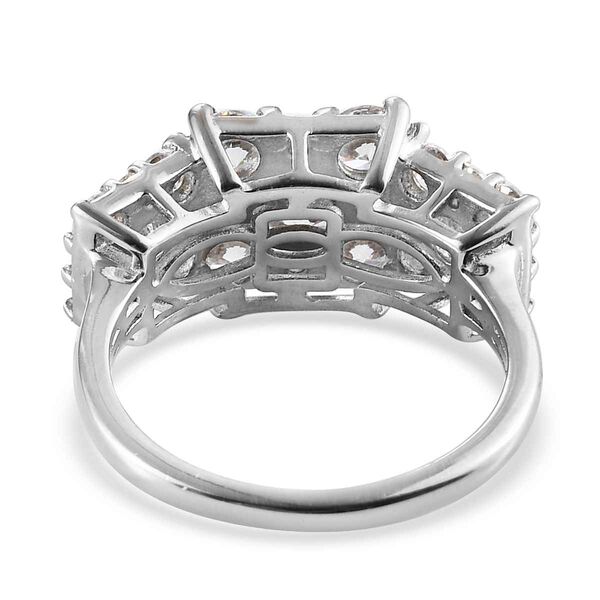 LUSTRO STELLA Hergestellt mit ZIRKONIA Cluster-Ring 925 Silber Platin-Überzug image number 5
