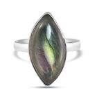 Labradorit Solitär Ring 925 Silber platiniert (Größe 20.00) ca. 7,05 ct