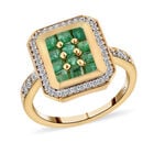 Kagem sambischer Smaragd und Zirkon-Ring, 925 Silber Gelbgold Vermeil  ca. 0,84 ct image number 3