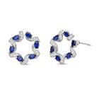 Blaue und weiße Zirkonia Ohrringe, Messing