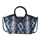 Handtasche aus 100% echtem Leder, Schlangenmuster, Blau  image number 0