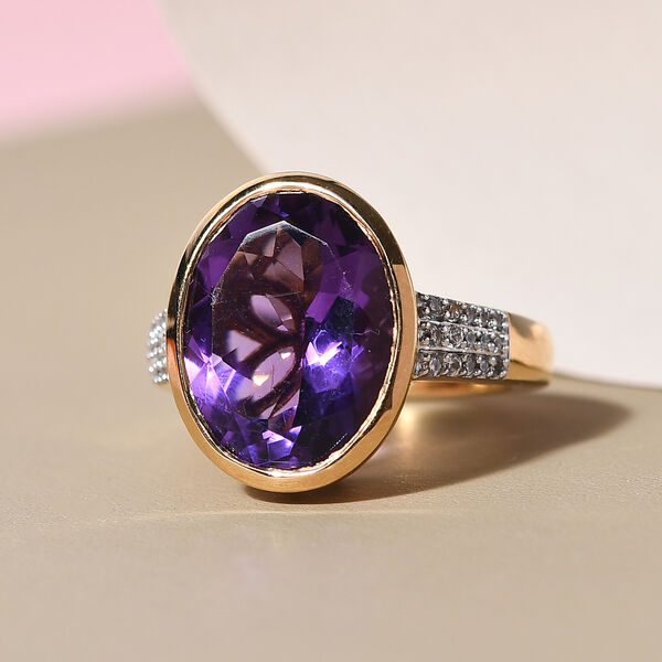 Nat&uuml;rlicher, marokkanischer Amethyst und Zirkon-Ring - 8,50 ct. image number 2