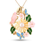 JARDIN-KOLLEKTION Blumen Anhänger mit Kette ca. 45 cm 925 Silber-Vergoldet