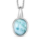 Larimar-Anhänger mit Kette, 925 Silber platiniert ca. 3,06 ct