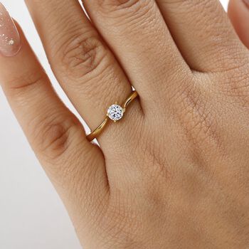 LUXURIANT SI-GH Labor Diamant Ring, 925 Silber 750 Gelbgold Vermeil - 0,33 ct.