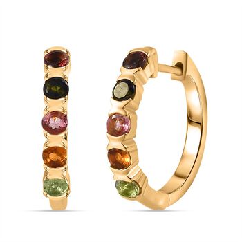 AA Mehrfarbig-Turmalin Ohrringe 925 Silber 750 Gelbgold Vermeil ca. 0,94 ct.