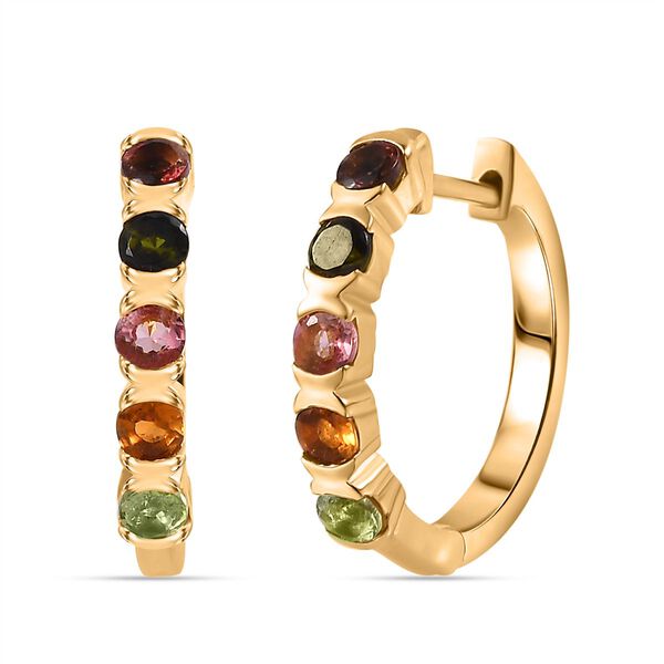 AA Mehrfarbig-Turmalin Ohrringe 925 Silber 750 Gelbgold Vermeil ca. 0,94 ct.