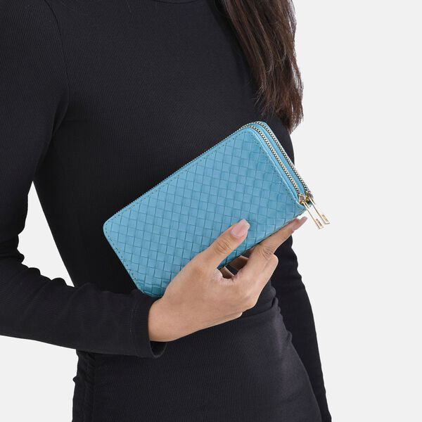 Elegantes Brieftasche in Blau mit RFID-Schutz und Prägemuster image number 11