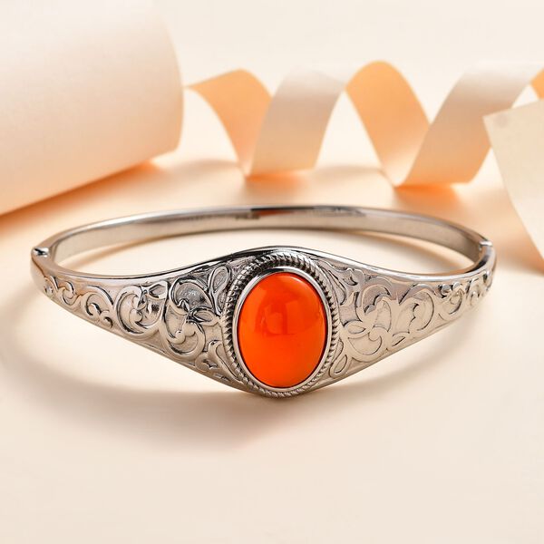 Roter Achat Armreif ca. 19 cm Edelstahl ca. 11.25 ct image number 2