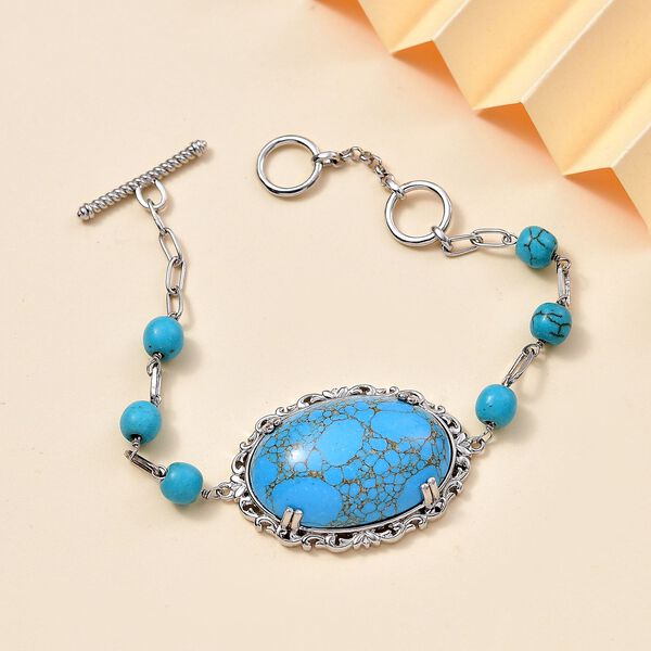 Blaues Türkis Armband, 16,5 cm - 35,09 ct. image number 1