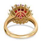 Magenta Rosa Quarz Triplette, weißer Zirkon Ring, 925 Silber vergoldet (Größe 21.00) ca. 4.33 ct image number 5