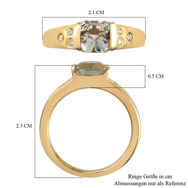 Prasiolith und Zirkon Ring 925 Silber Gelbgold Vermeil  ca. 1,18 ct image number 7