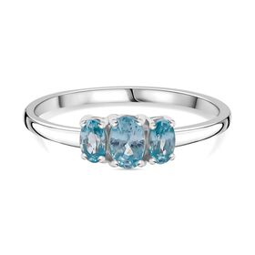 AA Blauer Zirkon Ring 925 Silber rhodiniert (Größe 17.00) ca. 1,44 ct