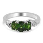 Russischer Diaopsid 3 Stein Ring 925 Silber Platin-Überzug (Größe 16.00) ca. 0,86 ct