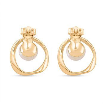 Wei&szlig;e S&uuml;&szlig;wasser Perle Ohrringe, 925 Silber vergoldet