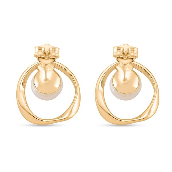 Wei&szlig;e S&uuml;&szlig;wasser Perle Ohrringe, 925 Silber vergoldet image number 3