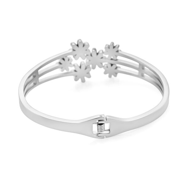 Weißer Kristall Armreif ca. 19 cm Reiner Edelstahl image number 3