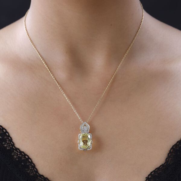 AA Ouro Verde Quarz und Zirkon Anh&auml;nger - 7,63 ct. image number 3