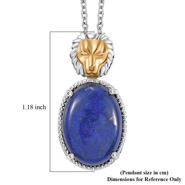 Zweifarbiger Lapislazuli-Anhänger mit 50cm Kette und Löwenkopf - 17 ct. image number 6