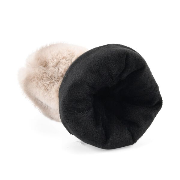 Flauschige Fäustlinge mit Kunstfell und Strickbündchen, Einheitsgröße, Beige image number 3