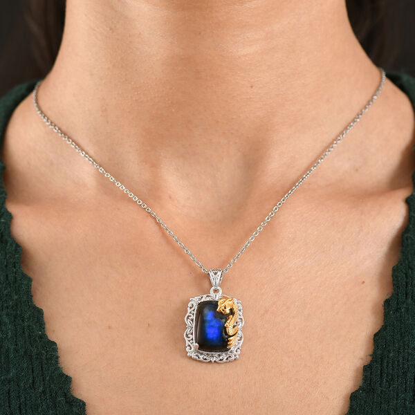 EVER TRUE AAA Labradorit Anh&auml;nger mit  316L Edelstahlkette ca. 50 cm, nickelfreies Messing ca. 14,90 ct. image number 2