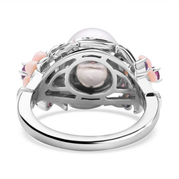 Weißer Südsee Perlen und rosa Perlmutt Ring, 925 Silber rhodiniert (Größe 16.00) image number 6