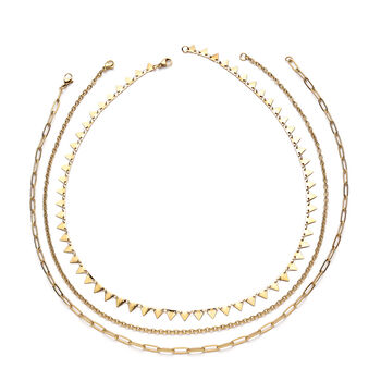 3er-Set Halskette ca. 50 cm Edelstahl vergoldet