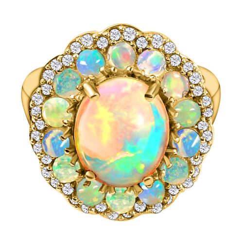Natürlicher, äthiopischer Welo Opal-Ring, 925 Silber Gelbgold Vermeil  ca. 4,39 ct image number 0