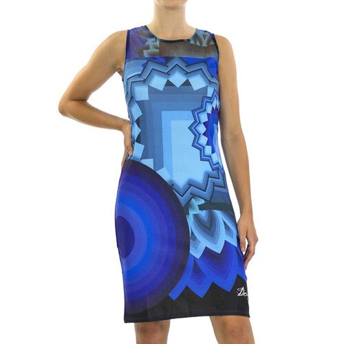 DESIGUAL, Kleid Kurzarm, Geometrischer Illusion-druck, Blau, Größe 42 image number 0