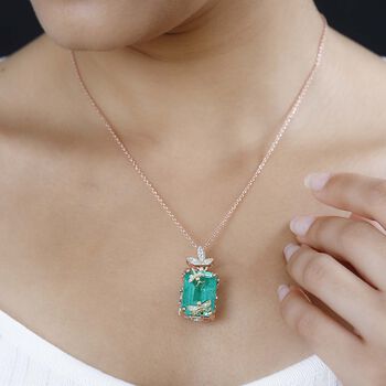 GP Italian Garden Kollektion- Smaragd Triplett Quarz, Zirkon und blauer Saphir-Anh&auml;nger mit 45 cm Kette- 16,28 ct.